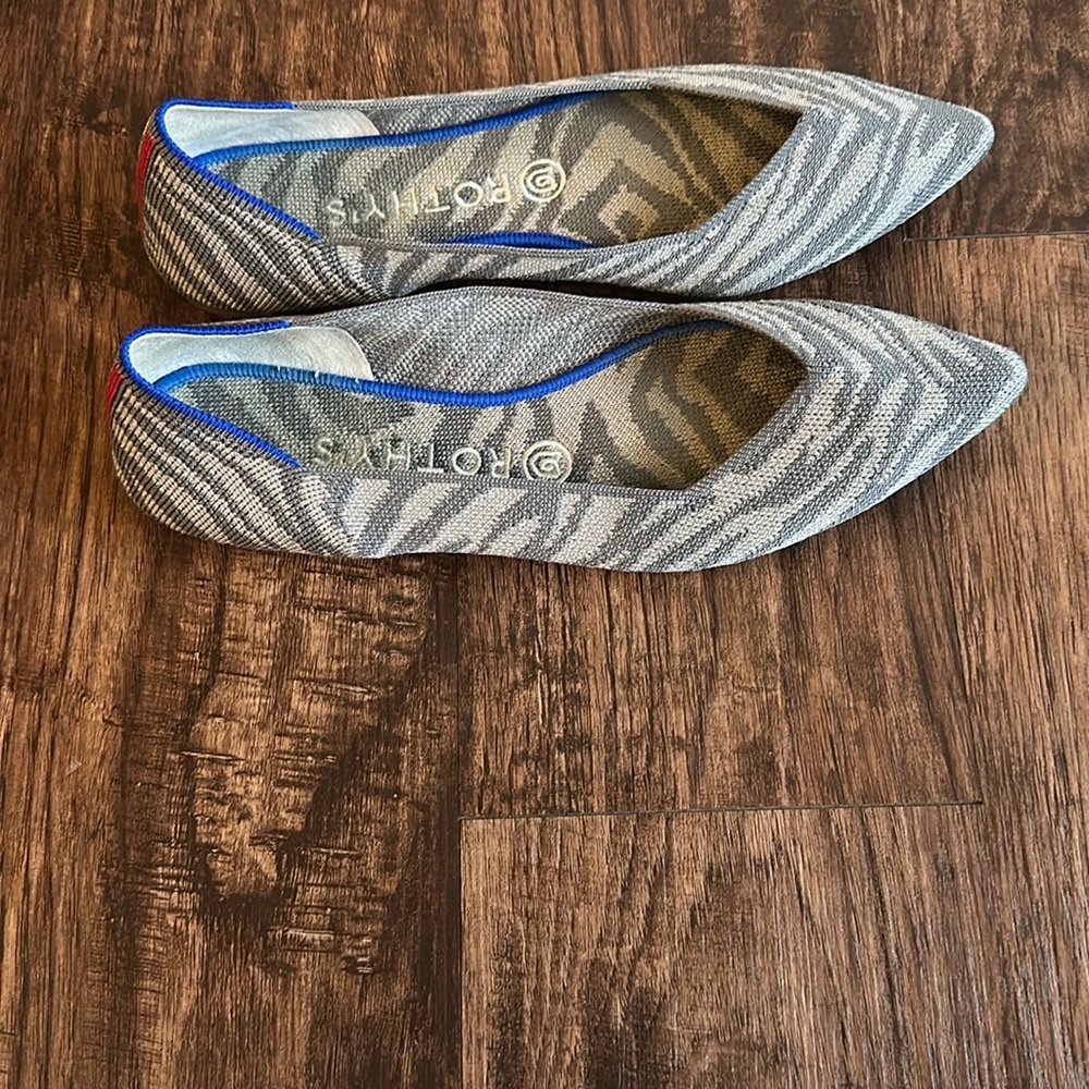 Rothy's Gray Flats with Striped Design